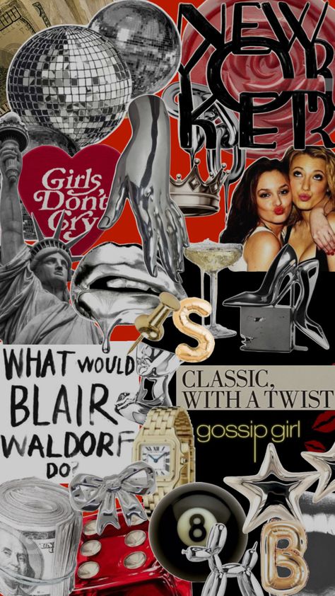 Red, Black and White Gossip Girl Wallpaper collage Gossip Girl Collage, Gossip Girl Wallpaper, Gossip Girl Aesthetic, Collage Wallpaper, Wallpaper Collage, Girl Wallpaper, Gossip Girl, Bedroom Decor, Black And White