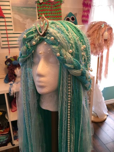 Yarn Wigs, Mermaid Wig, Chemo Wig, Yarn Wig, Mannequin Challenge, Mermaid Hat, Hair Falls, Crochet Wig, Wig Costume