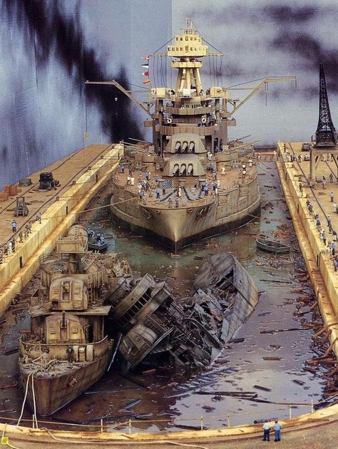 Cool dioramas. Amazing paint jobs!!!! - Page 2 - AR15.COM Uss Pennsylvania, Model Warships, Scale Model Ships, Naval History, Military Modelling, Harbin, Military Diorama, Pearl Harbor, Ben Affleck