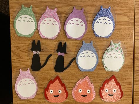 Totoro, Jiji, and Calcifer Ra Bulletin Boards Studio Ghibli, Studio Ghibli Classroom Theme, Studio Ghibli Bulletin Board, Studio Ghibli Classroom Decor, Studio Ghibli Door Decs, Dorm Themes Resident Assistant, Studio Ghibli Classroom, Dorm Hall Themes Resident Assistant, Ghibli Classroom