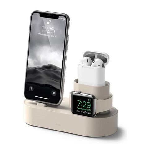 Apple users will obsess over this 3-in-1 charging hub that can fuel up multiple devices at once. There are dedicated ports for their iPhone, Apple Watch, and AirPods, plus a sleek cord-hiding design that'll keep up with its clean appearance. Cell Phone Jail, Ipad Charging Station, Charging Station Organizer, Apple Watch And Airpods, Apple Charging Station, Tech Storage, Walking For Health, Charging Hub, Latest Tech Gadgets