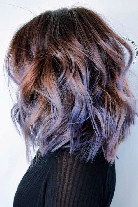 The Hottest Summer Hair Colors Of The Year | Pastel Purple Hair, Purple Highlights, Fesyen Rambut, Lob Haircut, Super Hair, Ombre Hair Color, Pastel Hair, 짧은 머리, Short Hairstyle