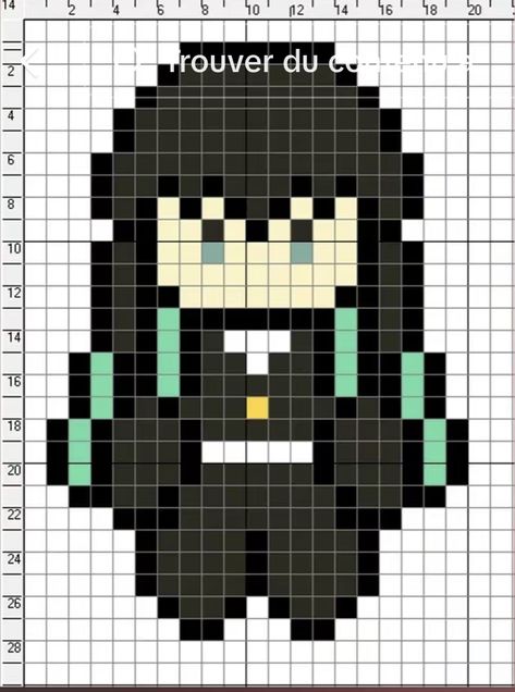 Perler Bead Patterns Demon Slayer, Pixel Art Pattern Ideas, Demon Slayer Pixel Art Grid, Miku Perler, Pixel Art Pattern Anime, Demon Slayer Pixel Art, Music Pixel Art, Pixley Art, Square Drawing