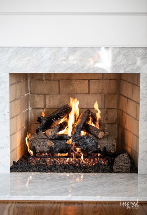 Converting a Wood Burning Fireplace to Gas #gasfireplace #realfyre #fireplace #convert Gas Inset Fireplace Ideas, Convert Wood Fireplace To Gas, Wood To Gas Fireplace Convert, Fireplace With Gas Logs, Gas Logs For Fireplace, Converting Wood Fireplace To Gas, Gas Log Fireplace Ideas, Gas Fireplace Insert Ideas, Wood Burning Fireplace Ideas