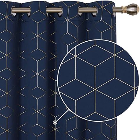 Blue And Gold Curtains, Blue Curtains Living Room, Boys Bedroom Curtains, Insulated Window Treatments, Girls Bedroom Curtains, Navy Blue Curtains, Living Room Drapes, Gold Curtains, Gold Bedroom