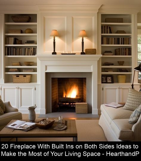 Built-ins flanking a fireplace create synergy between form and function. Display spaces properly style a fireplace while also providing smart storage solutions. And custom built-ins allow ample room for showcasing your unique personality. Our collection of 20 fireplace built-in ideas on each side illustrates how to infuse everything from library-style bookshelves to Minimalist Style into your living […] Bookshelves Fireplace, Shelves Around Fireplace, Bookshelves Around Fireplace, Style Bookshelves, Fireplace Bookcase, Built In Around Fireplace, Fireplace Bookshelves, Cabinet Shelves, Built In Shelves Living Room