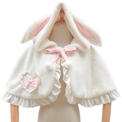 Short Jackets, Poncho Coat, Rabbit Ears, Bunny Plush, Sweet Lolita, Sleeveless Jacket, Bunny Ears, Coat Women, Cute Plush