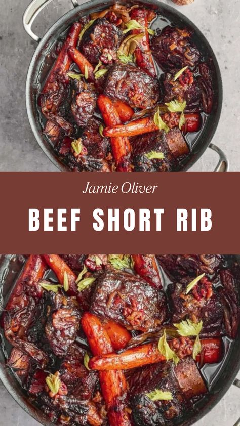 Jamie Oliver Beef Short Rib Beef Short Ribs Recipe, Beef Short Rib Recipes, Short Ribs Recipe, Jamie Oliver Recipes, Ribs Recipe, Short Rib, Beef Short Ribs, Hearty Dinner, Beef Ribs