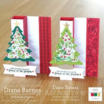 Fancy fold square column Christmas card featuring Stampin Up Merriest Trees stamps and dies, Snowflake sky embossing folder, Joy of Christmas paper, Stylish Shapes dies. Card by Diane Barnes - Independent Demonstrator in Sydney Australia - stampinupcards - colourmehappy - stampinupchristmascards Stylish Shapes Dies, Christmas Colours, Colour Challenge, Create Christmas Cards, Tree Stamp, Paper Tree, Christmas Tree Cards, Tree Cards, Christmas Holiday Cards