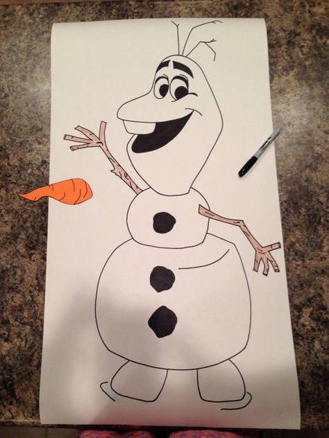 Pin The Carrot On Olaf, Pin The Nose On Olaf Printable Free, Olaf Games, Draw Olaf, Frozen Party Games, Elsa Birthday Party, Frozen Bday Party, Slumber Party Games, Elsa Birthday