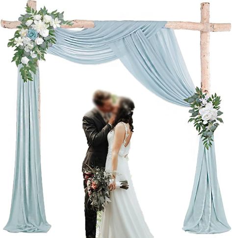 Amazon.com: Sage Green Wedding Arch Draping Fabric, 1 Panel 29" X 20FT Sage Green Chiffon Arch Draping Fabric, Sage Green Sheer Fabric for Draping, Sage Green Chiffon Arch Drapery for Wedding Ceremony : Electronics Dusty Blue Wedding Arch, Drapery For Wedding, Blue Wedding Arch, Arch Drapery, Drapes For Wedding, Wedding Arch Decor, Wedding Arch Draping, Arch Draping, Wedding Draping