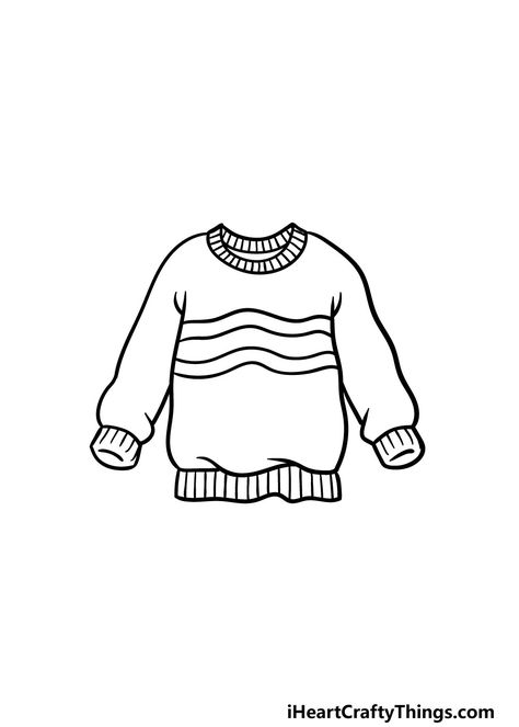 Drawing Of A Sweater, Sweater Drawing Easy, Sweater Art Drawing, Cartoon Sweater Drawing, Cute Sweater Drawing, Sweater Drawing Sketches, How To Draw A Sweater, Sweater Drawing Reference, Super Ache