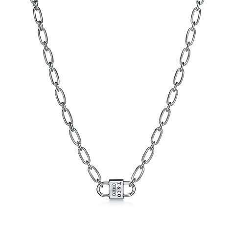 Tiffany 1837® Small Double Lock Necklace in Sterling Silver | Tiffany & Co. US Tiffany Necklace Silver, Bridal Jewelry Necklace, Double Lock, Tiffany Necklace, Lock Necklace, Dear Santa, Tiffany & Co., Sterling Silver Necklaces, Silver Necklaces