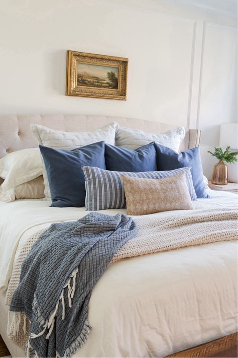 Loving our new duvet co we and Marino will duvet insert from Delara Home. These blue velvet pillows finish the look with added luxury  

Follow my shop @AmeliaLawrence_Style on the @shop.LTK app to shop this post and get my exclusive app-only content!

#liketkit #LTKhome #LTKSeasonal #LTKHoliday
@shop.ltk
https://liketk.it/4o1kJ Blue Accent Pillows Bedroom, Blue Duvet Bedroom Ideas, Blue And White Bedroom, Accent Pillows Bedroom, Blue Accent Pillow, Blue Dresser, Blue Duvet, Primary Bedroom, Bedroom Pillows