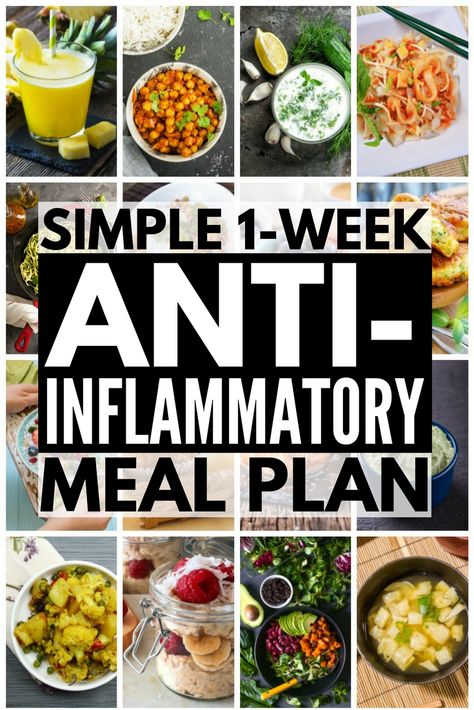 7-Day Anti-Inflammatory Diet for Beginners | Looking for an anti-inflammatory meal plan to help boost your immune system, keep your autoimmune disease under control, and aid in weight loss? We’ve put together a 7-day meal plan for beginners, complete with anti-inflammatory recipes and a list of anti-inflammatory foods to indulge in. With delicious breakfast, lunch, dinner, and snack recipes to choose from, combatting arthritis and chronic pain has never tasted better. Smoothies Vegan, Meal Plan For Beginners, Paleo For Beginners, Inflammation Diet, 7 Day Meal Plan, Inflammatory Diet, Diet For Beginners, Anti Inflammation, Makanan Diet