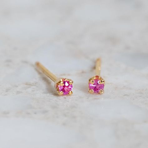 EARRINGS – Sarah Gardner Jewellery Preppy Stud Earrings, Dainty Pink Sapphire Gemstone Jewelry, Pink Diamond Stud Earrings, Pink Earrings Studs, Preppy Earrings, Pink Sapphire Earrings Studs, Light Pink Stud Earrings, Hot Pink Earrings, Pink Stud Earrings