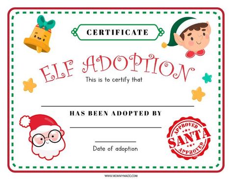 Elf Adoption Certificate (Free Printable "Birth" Certificate) Elf On The Shelf Adoption Certificate Free Printable, Elf Adoption Certificate Free Printable, Elf Certificate Free Printable, Elf Adoption Certificate Free, Elf On Shelf Printables, Elf On Shelf Letter, Fake Birth Certificate, Elf Printables, Message From Santa