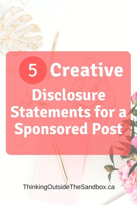 The FTC rules are clear now; we must disclose that we are being compensated within our post so here is 5 Creative Disclosure Statements for a Sponsored Post. #FTC #Disclosure #Legal Click Bait Ideas, Sales Copywriting, Vlog Tips, Start A Small Business, Starting A Small Business, Website Building, Finance Goals, Twitter Tips, Earn Money Blogging