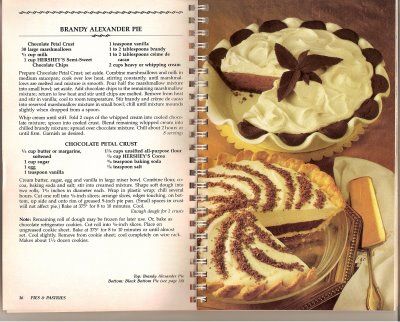 Grammy's Recipes: brandy alexander pie, chocolate petal crust Grasshopper Pie Recipe, Summer Pie Recipes, Infused Recipes, Ice Cream Pie Recipe, Frozen Drink Recipes, Graham Cracker Recipes, Brandy Alexander, Pie Chocolate, Creamy Cocktails