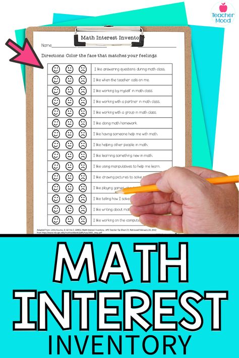 Learn who your learners are. Use this Free Math Interest Inventory to survey your elementary students at the beginning of the year to measure their interest in math. Use the results from this free math survey to begin your differentiated math groups. Math Interest Survey, Math Survey For Students, Interest Inventory Elementary, Student Interest Inventory, Student Survey, Survival Kit For Teachers, Differentiation Math, Math Homework, Math About Me