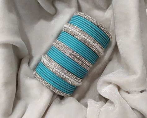 Sky Blue Bangles, Blue Bangles, Dresses Diy, Girls Dresses Diy, Designer Leather Bags, Fancy Jewellery Designs, Gold Jewelry Sets, Indian Jewelry Sets