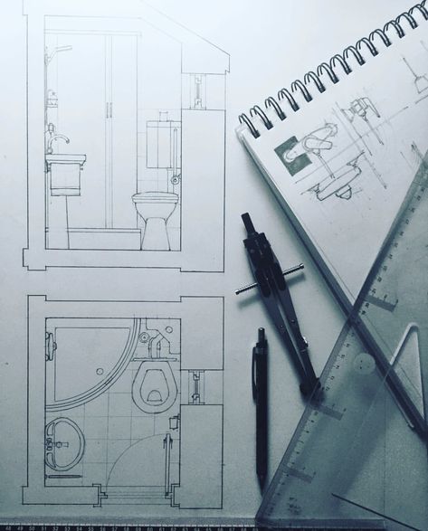 Bathroom Section Architecture, Bathroom Section Drawing, Section Drawing Interior, Interior Section Drawing, House Sketch Architecture, Floorplan Drawing, Section Drawing Architecture, Floor Plan Sketch, Bathroom Architecture