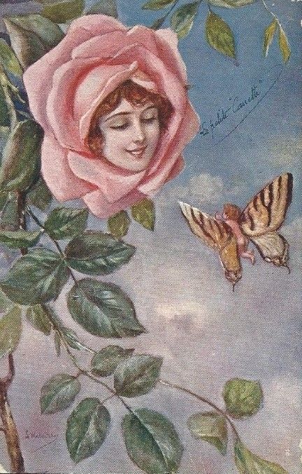 Rose With Butterfly, Art Nouveau Butterfly, Edwardian Lady, Surealism Art, Arte Peculiar, Art Mignon, Arte Inspo, Fairytale Art, Art Et Illustration