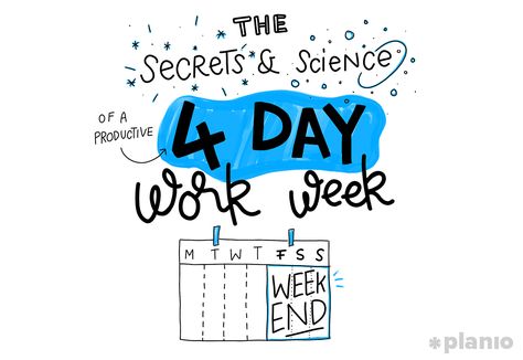 The secrets and science of a productive four day workweek (And why and how we're adopting it at Planio) Four Day Work Week, 4 Day Work Week, Four Days, Sketch Note, Work Week, Read Later, Sketch Notes, Work Life Balance, Business Strategy