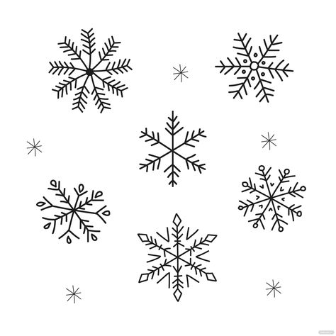 Snow Flakes Doodles, Winter Vector Art, Cute Snowflake Drawing, Snow Flakes Drawing Easy, Snowflake Doodles Simple, Simple Snowflake Drawing, Snowing Drawing, Snowflake Drawing Art, Snowflakes Doodle