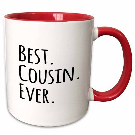 3dRose Best Cousin Ever - Gifts for family and relatives - black text - Two Tone Red Mug, 11-ounce, White Best Wife Ever, Best Sister Ever, Custom Printed Mugs, Porcelain Espresso Cups, Older Siblings, Red Mug, Espresso Cups Set, Best Sister, Coffee Mug Sets