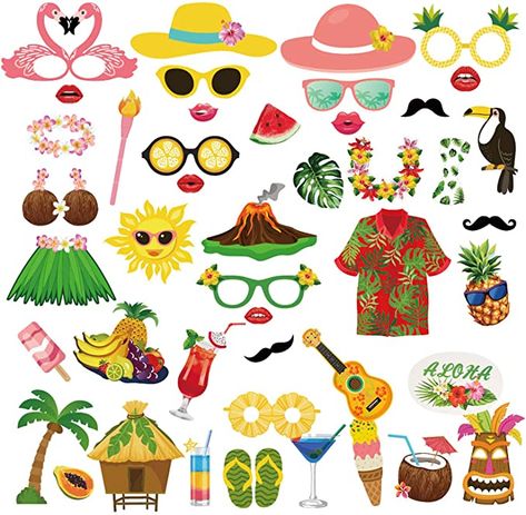 44PCS Photo Booth Props Party Supplies Funny Hawaiian/Tropical/Tiki/Summer Pool Party Bachelorette Party Decoration : Amazon.ca: Electronics Funny Birthday Photos, Pool Party Bachelorette, Bachelorette Party Decoration, Diy Photo Booth Props, Tropical Bachelorette, Tropical Party Decorations, Birthday Photo Booths, Tiki Mask, Bachelorette Decorations