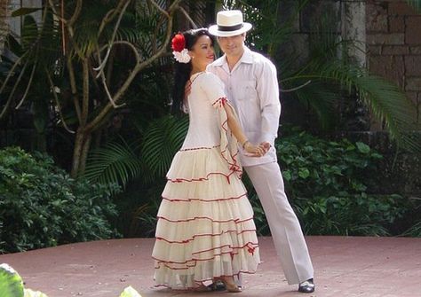 It's that same dress.   That's apparently the traditional Cuban dancer dress.   And it seems to be specific to Cuba. Cuban Traditions, Cuban Dresses, Cuban Dress, Havana Nights Party Theme, Cuban Wedding, Havana Nights Dress, Havana Party, Cuban Party, Havana Nights Party