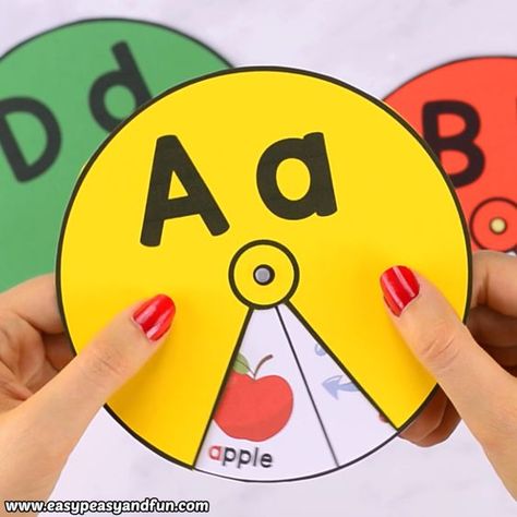 Printable Alphabet Spinners, Hadiah Diy, Spin The Wheel, Alphabet Learning, Kindergarten Learning Activities, Alphabet Activities Preschool, Printable Alphabet, Preschool Art Activities, Seni Dan Kraf