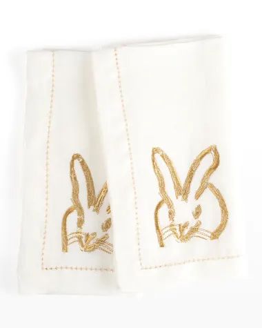 HE26U Hunt Slonem Painted Bunny Embroidered Dinner Napkin - White/Gold Painted Bunny, Easter Swags, Hunt Slonem, Embroidered Bunny, Easter Napkins, Linen Dinner Napkins, Easter Fashion, Decorative Napkins, Cashmere Throw