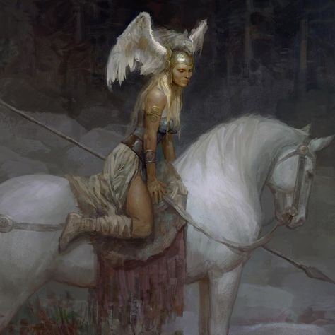 Justin Sweet on Instagram: “Brunhilde detail from the The EDDAS published by Easton Press. #norsemythology #eddas #mythology #illustration #brunhilde” Justin Sweet, Valkyrie Norse, Mythology Illustration, Concept Art World, Easton Press, Sweet Art, Arte Dc Comics, 다크 판타지, Concept Artist