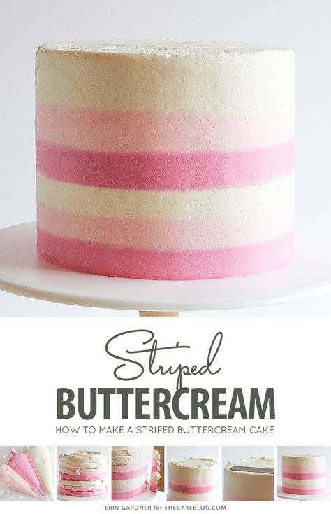 Buttercream Cake Designs, Striped Cake, Creative Cake Decorating, Gateaux Cake, Easy Cake Decorating, Cake Decorating Designs, Childrens Birthday Cakes, Cake Icing, Cake Decorating Tutorials