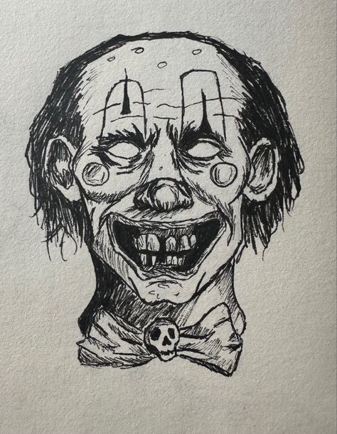 Scary Clown Face Drawing, Creepy Clowns Drawings, Creepy Clown Sketch, Scary Clown Drawings, Horror Clown Drawing, Crazy Clown Drawing, Clown Drawing Creepy, Creepy Clown Drawing, Clown Drawing Sketch