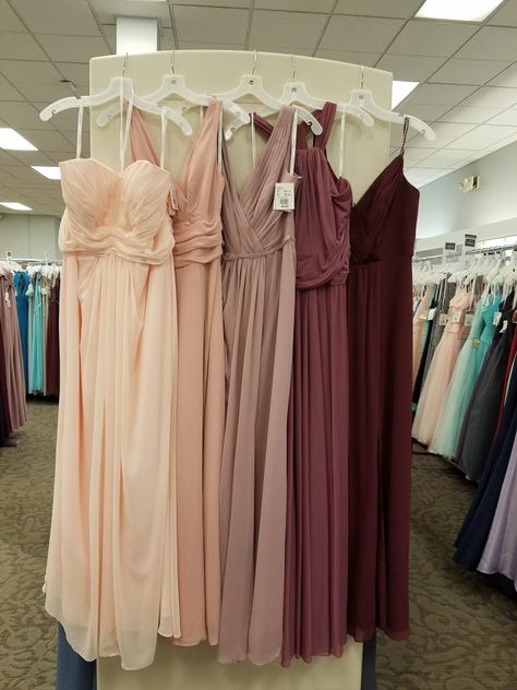 Fall Wedding Bridesmaid Dresses Ombre, Ombre Bridesmaids Dresses, Ombre Bridesmaid Dresses Color Schemes, Sunset Color Palette Wedding Bridesmaid, Bridemades Dresses Pink Brown, Shades Of Pink Bridesmaid Dresses Ombre, Pink Gradient Bridesmaid Dresses, Fall Bridesmaid Dress Colors, Ombre Bridesmaid Dresses