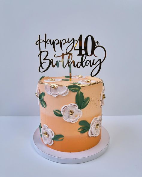 Floral 40th Birthday Cake 🧡🤍 #customcake #buttercreamcake #buttercream #cake #birthdaycake #forty #fortiethbirthday #fortiethbirthdaycake #ombrecake #paletteknifeflowers #paletteknifeart #cakedecorating #cakedecorator #cakedesign #cakedesigner #cakeart #cakeartist #cottagebakery #njsmallbusiness #njbaker #njcakes #njdesserts Girly 40th Birthday Cakes, 40th Birthday Cake, Girly Party, Forty Birthday, Palette Knife Art, Ombre Cake, 40th Birthday Cakes, Sweet Cakes, Buttercream Cake