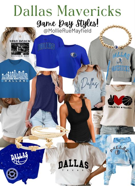 Mavs Game Outfit, Dallas Mavericks Outfit Woman, Cut Off Shirt, Game Outfit, Print Ideas, Dallas Mavericks, Gaming Clothes, Shirt Print, Game Day