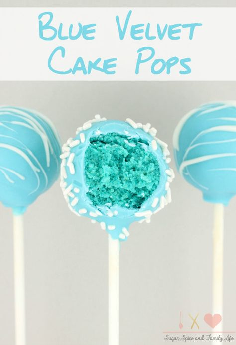 Blue Velvet Cake Pops Recipe - Sugar, Spice and Family Life Blue Desserts Recipes, Baby Shower Kuchen, Blue Velvet Cake, Blue Cake Pops, Cake Pops Recipe, Cake Pop Recipe Easy, Blue Velvet Cakes, Kid Friendly Dessert, Christmas Cake Pops