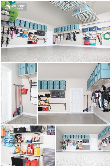 Beautiful Garage Organization, Two Car Garage Storage, Double Garage Organization, 2 Car Garage Storage Ideas, Three Car Garage Organization, Narrow Garage Storage, Space Saving Garage Storage, Multi Purpose Garage, Two Car Garage Organization