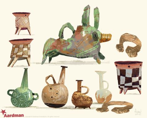 Early Man — Aurélien Predal Asset Concept Art, Prop Design Animation, Character Design Objects, Prop Design Visual Development, Object Concept Art, Prop Design Concept Art, Prop Concept Art, Props Illustration, Object Illustration