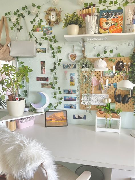 #room #roomdecoration #inspiration #desk #desksetup #ghibli Studio Ghibli Aesthetic Room Decor, Cottage Core Office Aesthetic, Cottage Desk Ideas, Matcha Room Aesthetic, Ghibli Core Bedroom, Ghibli Desk Setup, Cottage Core Desk Setup, Cute Desk Setup Aesthetic, Ghibli Core Room