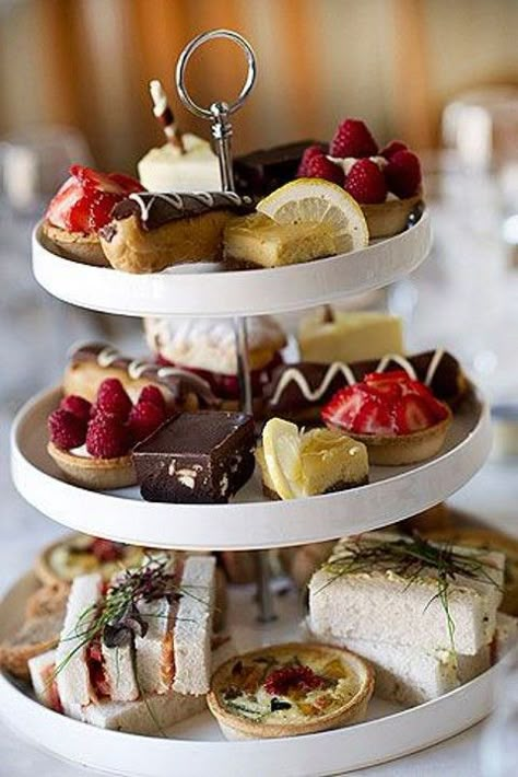 Wedding Trend:  Wedding Mini Desserts #weddings #hmp #weddingfoods #weddingideas #dresserts Afternoon Tea Wedding Reception, Afternoon Tea Wedding, Wedding Food Drink, Types Of Desserts, High Tea Party, Reception Food, Wedding Reception Food, Tea Party Food, Dessert Stand