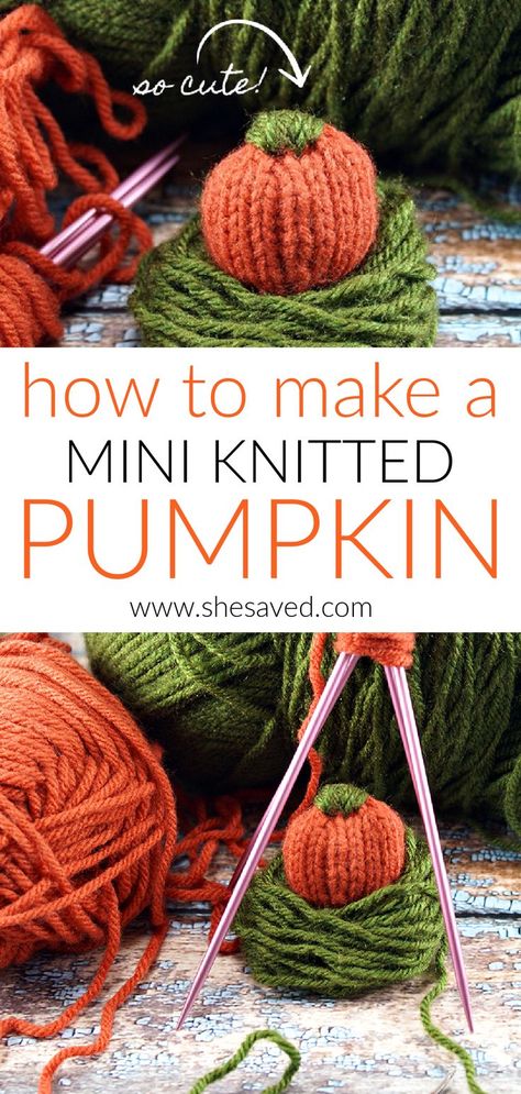 FALL CRAFT IDEA: How to make a DIY Mini Knitted Pumpkin Knitted Pumpkin Pattern, Knitted Pumpkins, Fun Fall Crafts, Fall Craft, Holiday Break, Adult Crafts, How To Knit, Pumpkin Pattern, Craft Tutorial