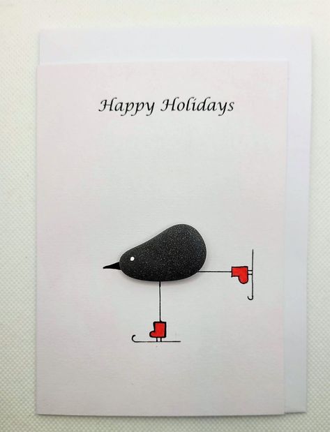 Seaglass Greeting Cards, Seaglass Christmas Cards, Pebble Art Christmas, Sea Glass Art Diy, Stone Pictures Pebble Art, Sea Glass Art Projects, Beach Glass Crafts, Animal Art Projects, Art Coquillage