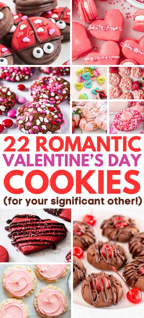 Valentine’s Day Cookies – Love-filled and easy to make, these Valentine’s Day cookies are sure to make your loved one feel loved and appreciated. Try some of the most romantic, delicious and pretty cookie recipes for a memorable celebration. Valentine's Day sweets, Valentine's Day cookie recipes, Valentine's Day desserts, Valentine's Day treats, heart shaped cookies, heart cookies. Peanut Butter Cookies Heart Shaped, Sweetheart Cookies Decorated, Sugar Cookies For Valentines Day, Valentine’s Day Cake Mix Cookies, Kids Valentines Desserts, Baked Valentines Day Treats, Valentine Easy Desserts, Valentine Oreo Cookies, Baking Ideas For Valentine’s Day