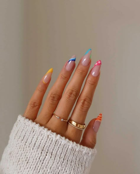 Multicolored Nails, Nagel Tips, Nail Type, Fake Nails With Glue, Festival Nails, Acrylic Nail Art, Girls Nails, Diy Nail Art, Stick On Nails