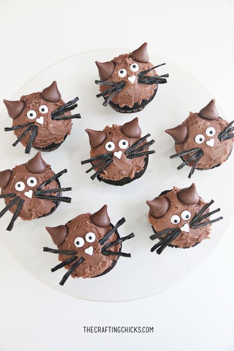 Kitty Cupcakes Easy, Kitten Cupcakes Easy, Cat Themed Baking, Cat Themed Birthday Party Treats, Halloween Cat Cupcakes, Diy Cat Birthday Cake, Kitten Cupcakes For Kids, Diy Cat Cupcakes, Cat Themed Treats